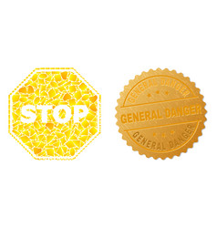 Stop Octagon Sign Icon Mosaic Of Gold Items