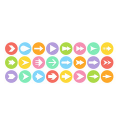 Arrow Different Shapes Round Button Flat Icon Set