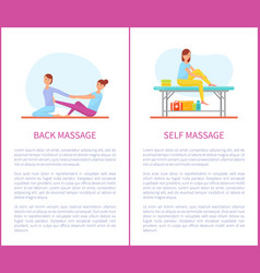 Back And Self Medical Massage Cartoon Posters Set