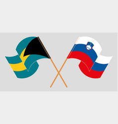 Crossed And Waving Flags Of Bahamas And Slovenia