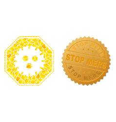 Stop Coronavirus Octagon Icon Collage Of Golden