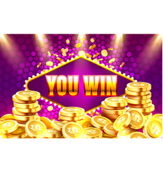 You Win Golden Coins Casino Sign Machine Night