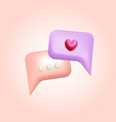 3d Pink And Violet Bubble Speeches With Heart