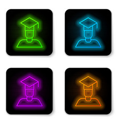 Glowing Neon Line Graduate And Graduation Cap