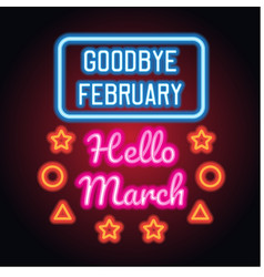 Goodbye February Hello March Spring Text Sign