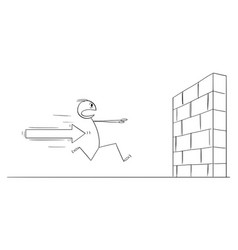 Person Running Against Wall Cartoon Stick Figure