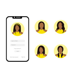 Set Of Avatars With African American Woman