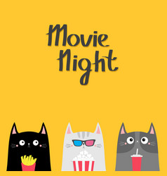 Movie Night Cat Set Popcorn Soda French Fries