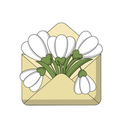 Envelope With Flower Snowdrop Inside In Color