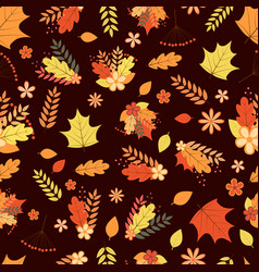 Fall Seamless Pattern Colorful Leaves Flowers