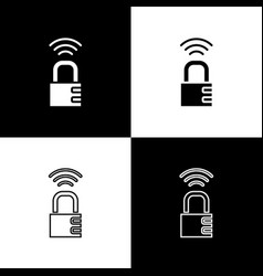 Set Smart Safe Combination Lock Icon Isolated On