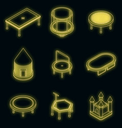 Trampoline Icons Set Neon