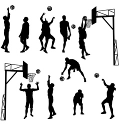 Black Silhouettes Of Men Playing Basketball