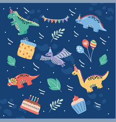 Dinosaur Birthday Icons Pattern