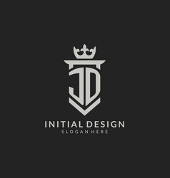 Initial Jd Shield And Crown Logo Style