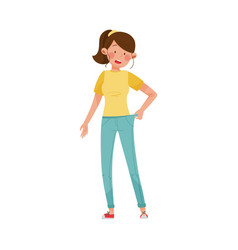 Woman Character Standing With Loose Fitting Jeans