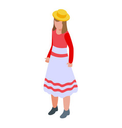 Chile Girl Icon Isometric Country Travel