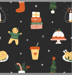 Christmas Seamless Pattern With Funny Elements