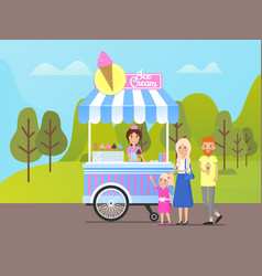 Family Buying Ice Cream From Street Shop In Park