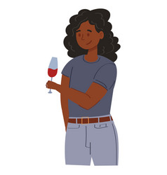 A Black Woman With Glass Of Wine