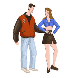 Couple From 90s Man And Woman Wearing Outfits