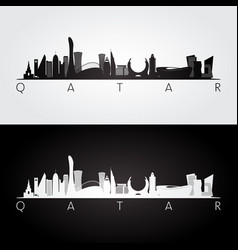 Qatar Skyline And Landmarks Silhouette