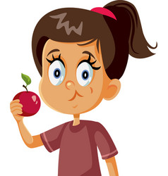 Cute Girl Eating An Apple Cartoon