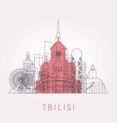 Outline Tbilisi Skyline With Landmarks