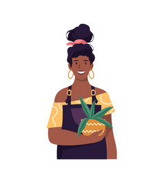 Florist With Houseplant Icon Or Banner