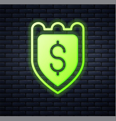 Glowing Neon Shield With Dollar Symbol Icon