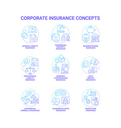 Corporate Insurance Blue Gradient Concept Icons