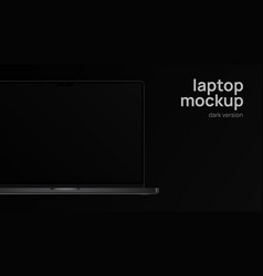 Laptop Mockup Dark Version Black Screen Silver