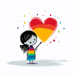 Little Girl Holding A Lgbt Rainbow Heart