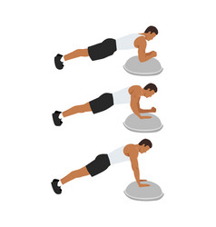 Man Doing Bosu Ball Plank To Push Up Or Walking