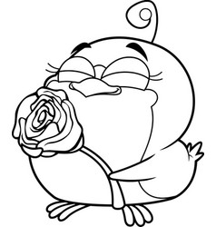 Outlined Chickadee Bird Cute Cartoon Character