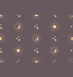 Seamless Pattern Moon Sun Rays Stars Decorative