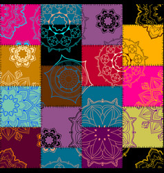 Textile Patchwork Pattern With Mandala Ornament