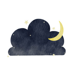 Night Sky On Cloud Shape With Moon And Star Banner