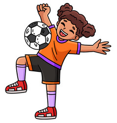 Girl Bouncing A Soccer Ball Off Chest Clipart