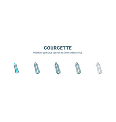 Courgette Icon In 5 Different Style Outline