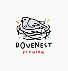 Dove Nest Playful Quirky Cartoon Logo Icon