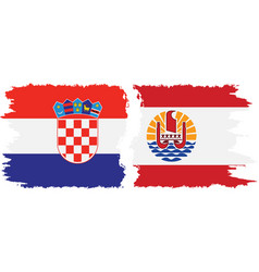 French Polynesia And Croatia Grunge Flags