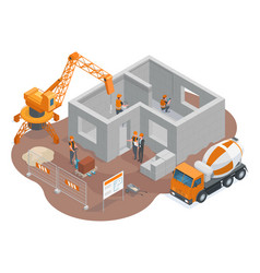 Isometric Construction Building Yard Ground