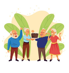 Old People With Sweet Cake Active Seniors