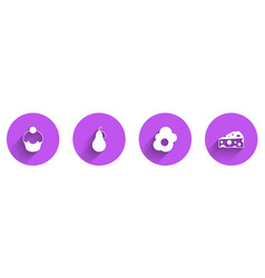 Set Muffin Pear Scrambled Egg And Cheese Icon