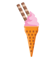 Sweet Ice Cream In Cone On A White Background