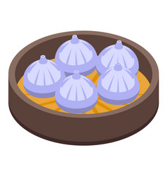 Baozi Food Icon Isometric Chinese Bun