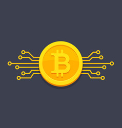 Bitcoin With Circuit Board Icon