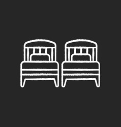 Two Single Beds Chalk White Icon On Black