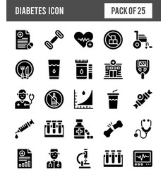 25 Diabetes Glyph Icon Pack